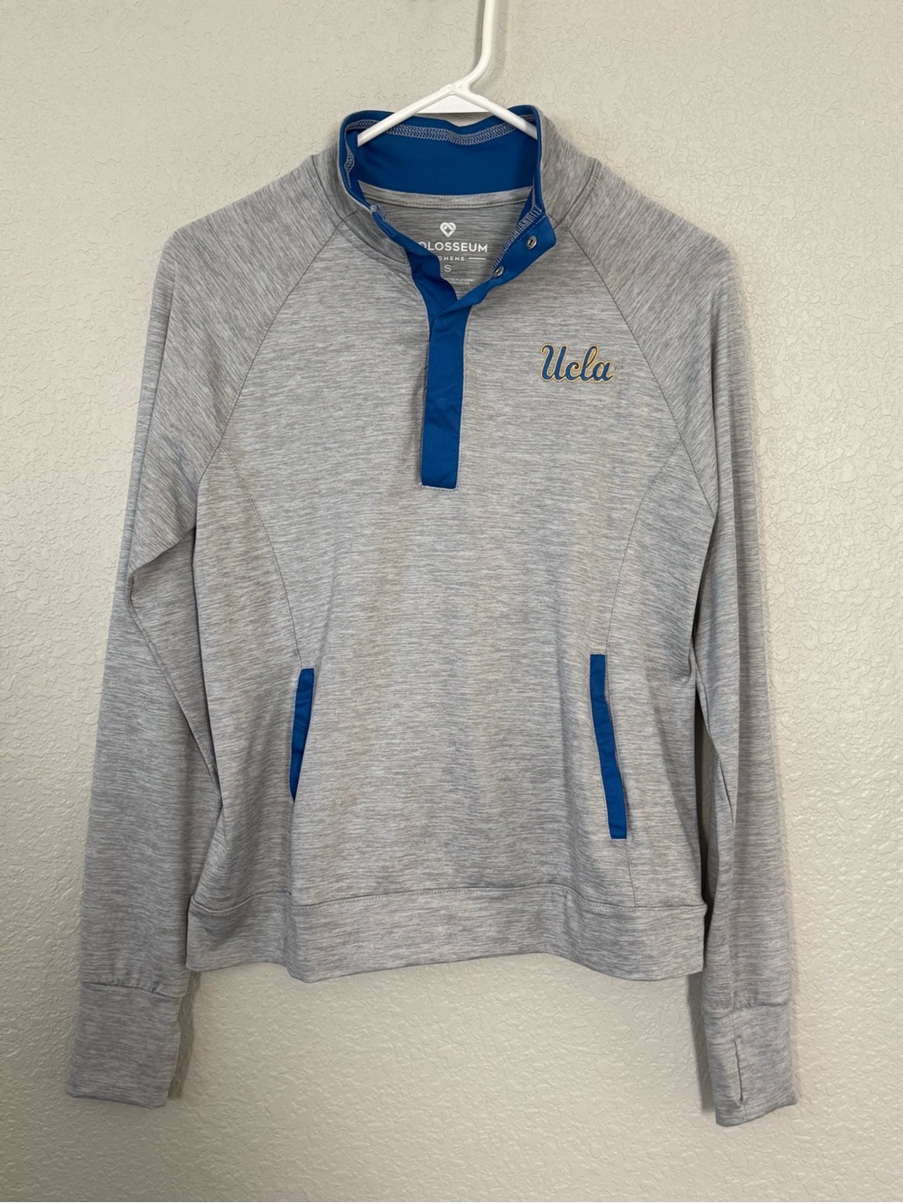 UCLA Bruins Colosseum Quarter Snap Pullover Gray Blue Womens Small